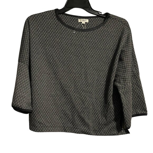 Max Studio London Womens Black Diamond Print Lightweight Top Size S Short Length - Picture 1 of 9